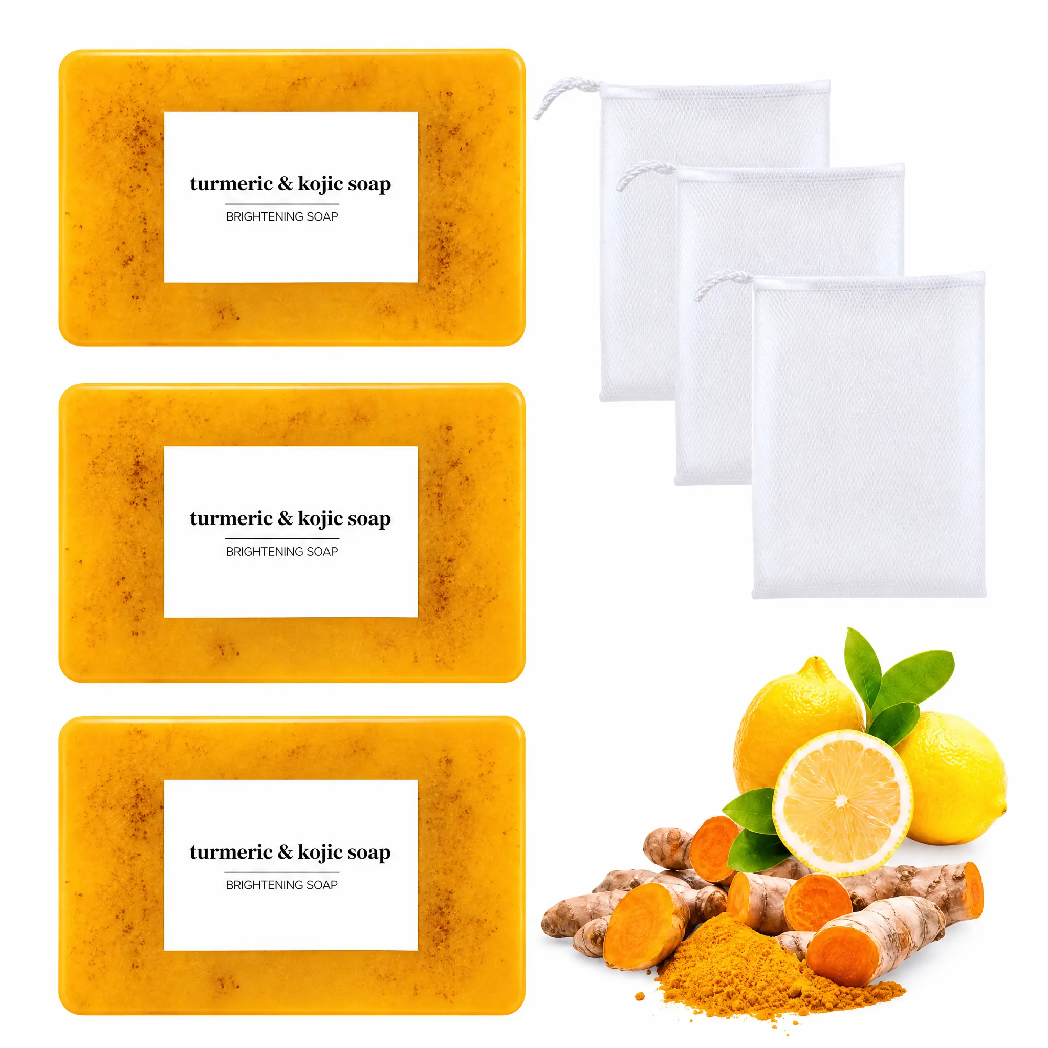Natural Handmade Lemon Sour Ginger Soap Bar - Deep Cleansing, Nourishing, Suitable for Face & Body, All Skin Types (Beauty & Personal Care Bath Soap)