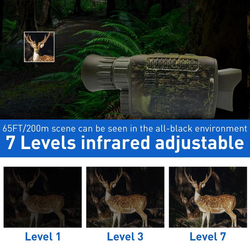 Digital Night Vision Monocular 1080p with IR LED, Handheld Night Goggles for Hunting and Outdoor Use