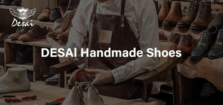 DESAI Leather Ankle Boots Calfskin Men's Classic Soft Handmade lace-up Dress Boot for Motorbike Hiking Walking Footwear Closed Round Toe Winter Fur Shoe Botas Para Hombres DS6319H