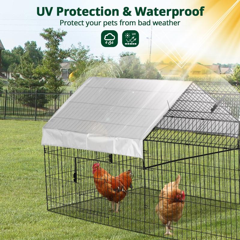 PawGiant 86''x40''Chicken Coop Large Metal Chicken Cage House Waterproof