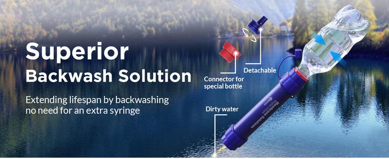 Membrane Solutions 6L Gravity Water Filter 0.1-Micron Versatile Water Purifier Camping with Adjustable Tree Strap Storage Bag