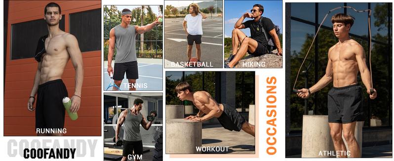 COOFANDY Mens Athletic Running Shorts 7'' Gym Workout Shorts 2 Pack Drawstring Training Shorts with Zipper Pockets