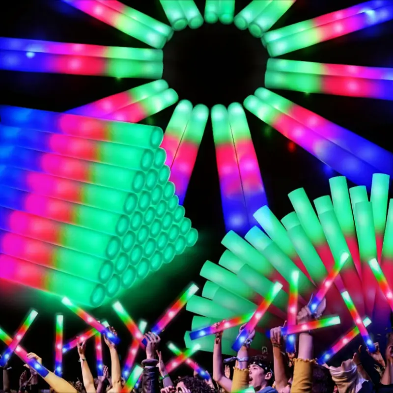 100 PCS LED Foam Glow Sticks, Glow Sticks Bulk Party PackWith 3 Modes Colorful Flashing, Glow In The Dark PartySupplies, Light Up Foam Sticks For Wedding, July 4th,Birthday, Raves, Concert Goodie Bag Stuffers Gifts homedecor