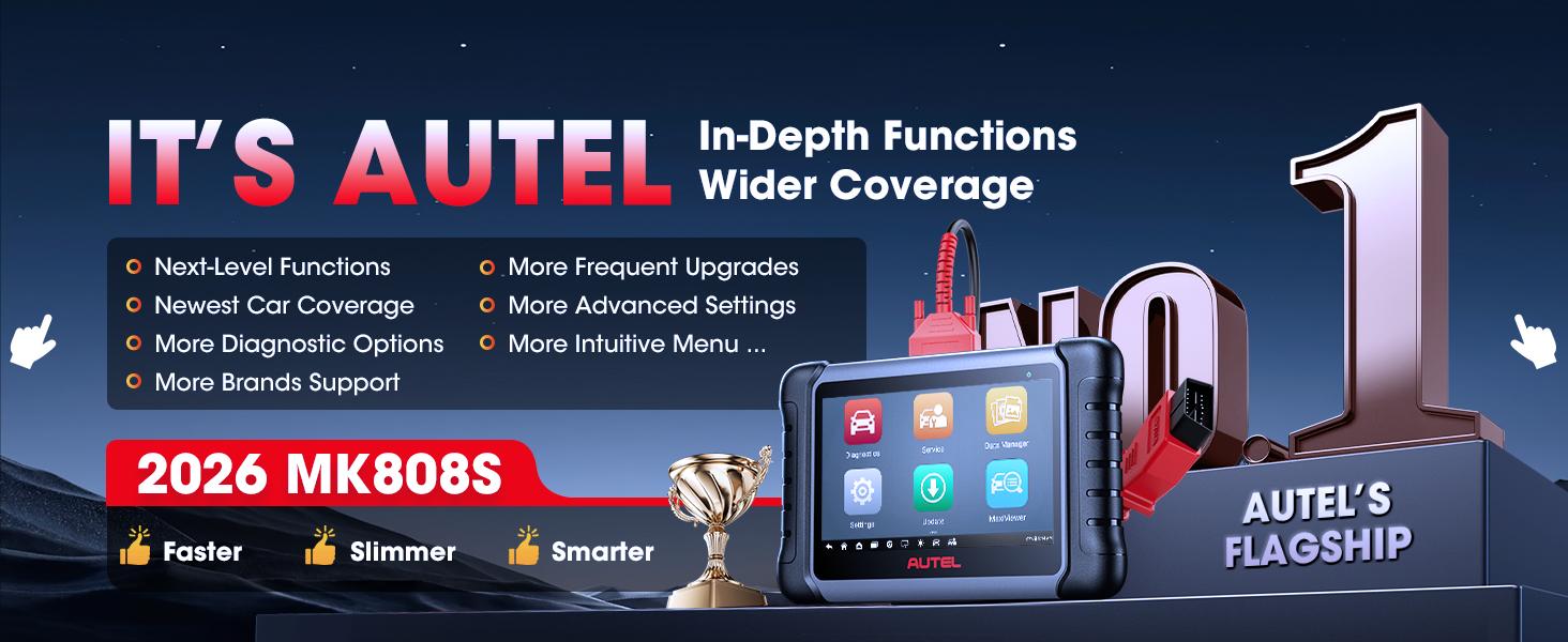 Autel Scanner MaxiCOM MK808S Car Diagnostic Scan Tool Bi-directional All Systems Diagnosis 28+ Services Active Test