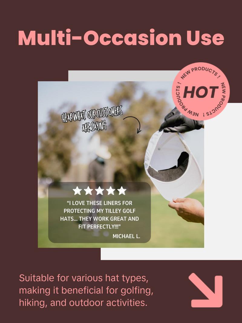 Nosweat White Hat Liners - Patented SweatLock Technology, Hypoallergenic, Moisture-Wicking, 12-Pack for Various Hat Types, Comfortable & Lightweight