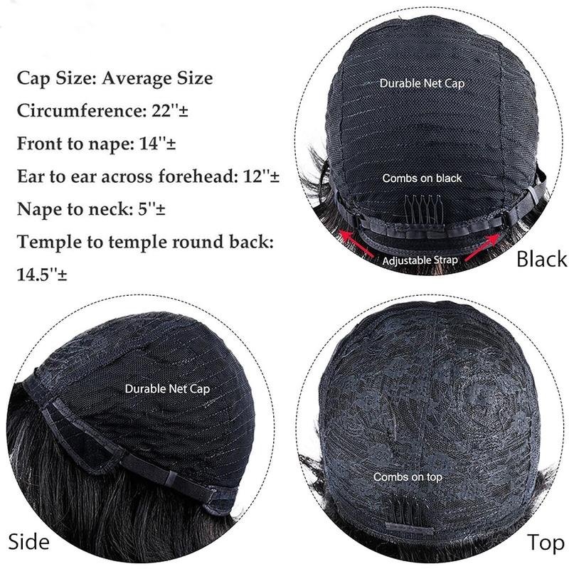 ShowReal 025 Short Pixie Cut Wig Wavy Pin Curls Black Mommy Wig Curly Bomb #99J #1B/30 #4 #1B/4/27 #4/30/4 Colorful Brizalian Virgin Human Hair Cute Style Wigs For Black Women