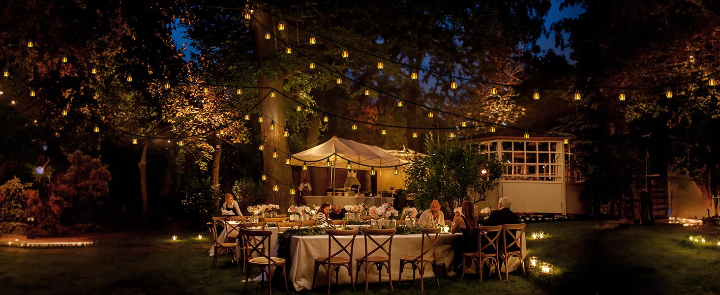 Garden Deco Solar Flame Flickering Lantern, 22Ft Solar Patio Light with 10 Flickering Flame Light Bulbs, Waterproof Lantern For Halloween Christmas Deco Festival, Garden for Outside,Yard,Patio,Porch,Trees,Lawn,Pathway