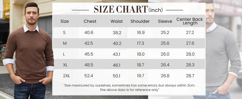 COOFANDY Men's Dress Crew Neck Sweater Slim Fit Lightweight Sweatshirts Knitted Pullover Casual Fashion Long Sleeve Sweater
