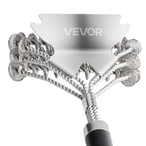 VEVOR Grill Brush and Scraper,  BBQ Brush for Outdoor Grills, Stainless Steel Woven Wire, Bristle Free Barbecue Brushes for Porcelain, Charcoal, Grate Cleaner Grill Accessories, 17 in
