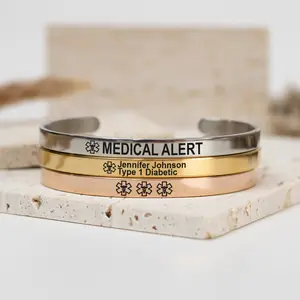Custom Engraved Medical Alert Bracelet - Discreet Medic Emergency Safety Bangle