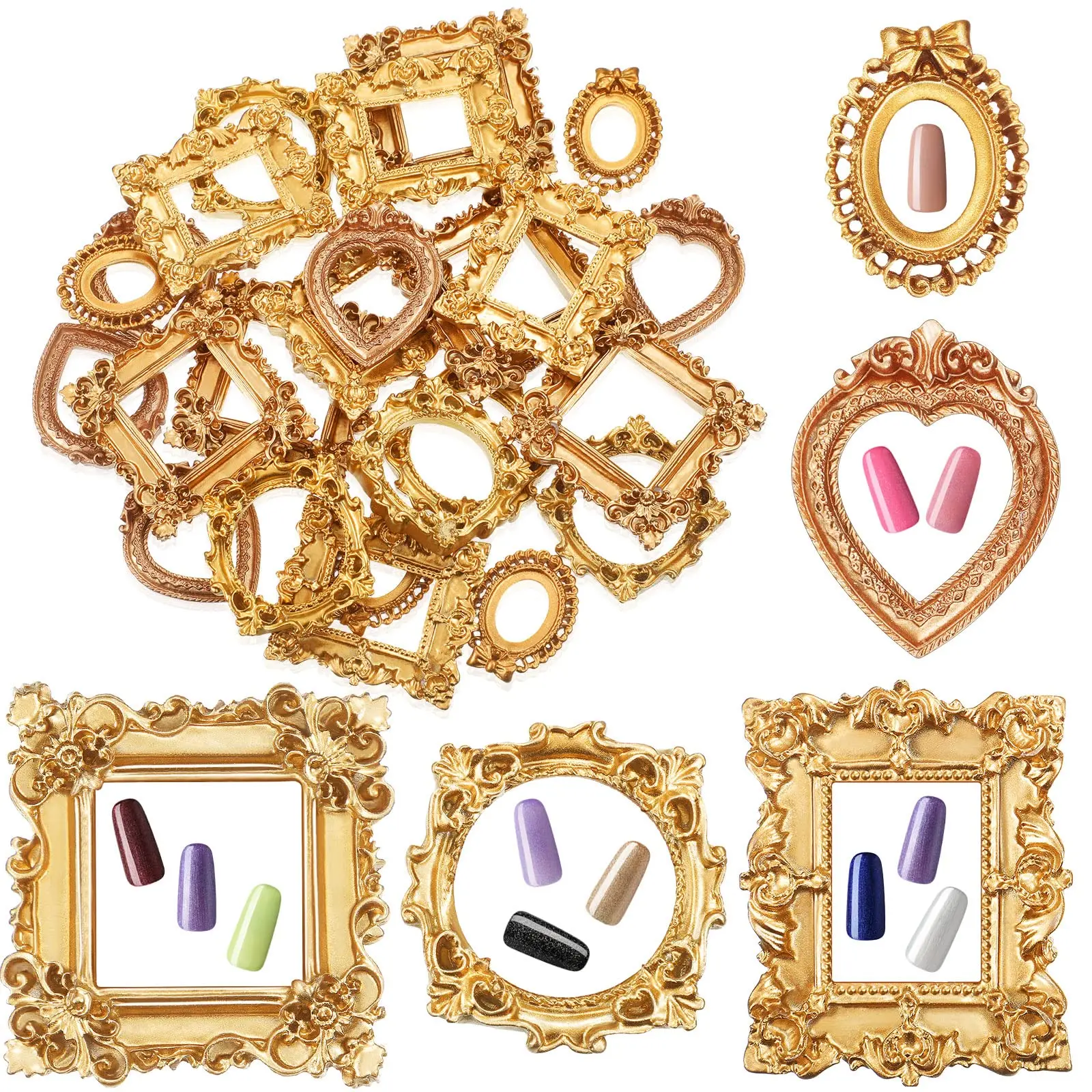 25Pcs Mini Resin Jewelry Display Frame Retro Resin Picture Frame Photography DIY Small Photo Frame Photo House Decoration Quality Materials Reusable Home Decoration Frame