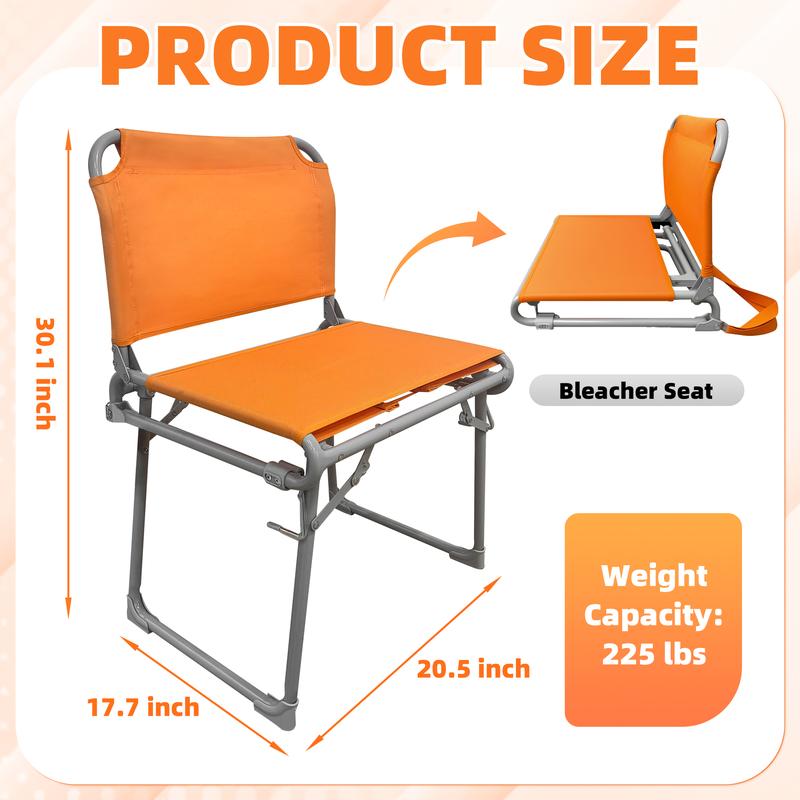 Game-Day Essential Foldable Waterproof Stadium Seat Heavy-Duty Portable Sports Chair with 600D Oxford Fabric & Ergonomic Curved Backrest