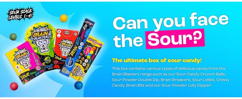 Brain Blasterz Christmas Candy Gift Box – Extreme Sour Candy Variety Pack - 14pc Holiday Collection with Lollipops, Taffy & Powder – Vegan & Halal – Fun Xmas Present, Stocking Stuffer, Birthday Treats