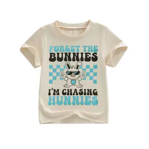 Forget the Bunnies I'm Chasing Hunnies T-Shirt, Funny Easter Toddler Graphic Tee, Retro Bunny Sunglasses Shirt, Cute Boys Spring Outfit