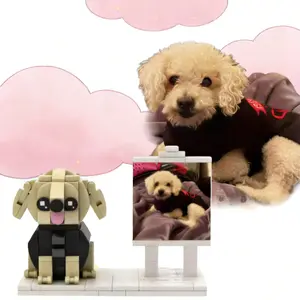 Custom Pet Portrait Building Blocks - Personalized Brick Puzzle with Your Photo (Up to 2 People/Pets), Handmade Unique Gift for Pet Owners, Couples, Kids