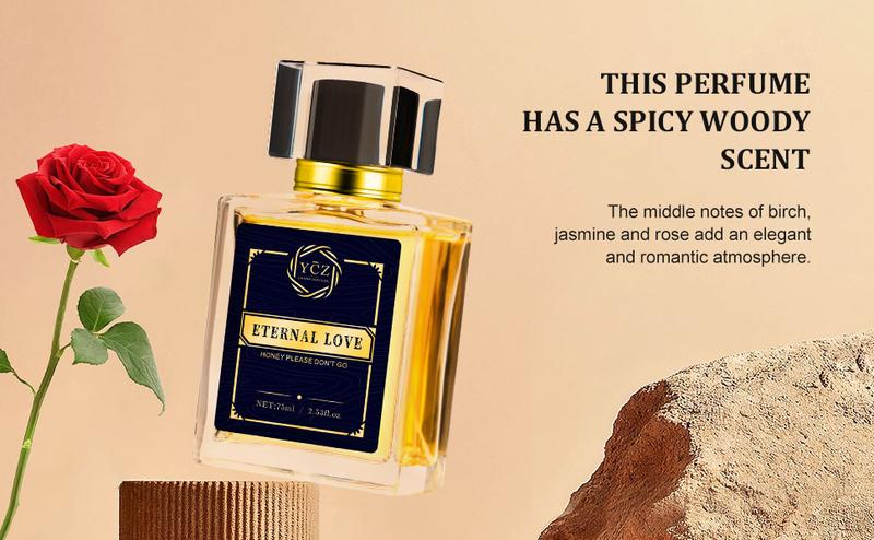 YCZ Eternal Love Men's Eau De Parfum 2.6oz 75ml Nightclub Fragrance with Lemon Birch & Musk Notes Liquid Perfume Gift Citrus Woody Spicy Limited Edition Edp Passion Fruit Scent