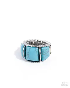 Spirited Scale - Blue Turquoise Silver Ring - Paparazzi