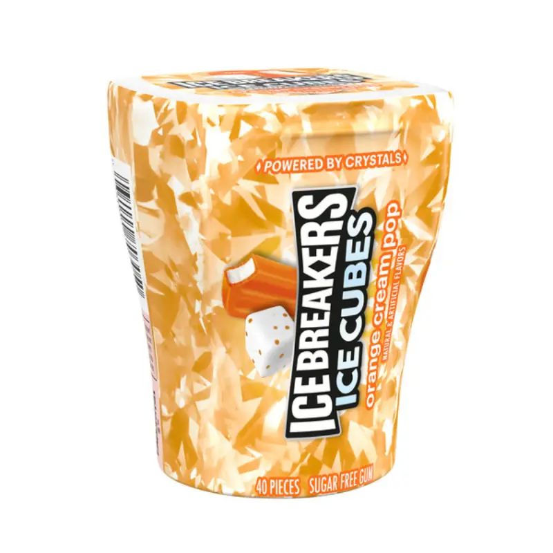 Ice Breakers Cubes Orange Cream Pop Chewable Sweet Candies - Fat-Free, Conveniently Packaged 3-Pack, 40-Piece Fruity Treat for All Ages