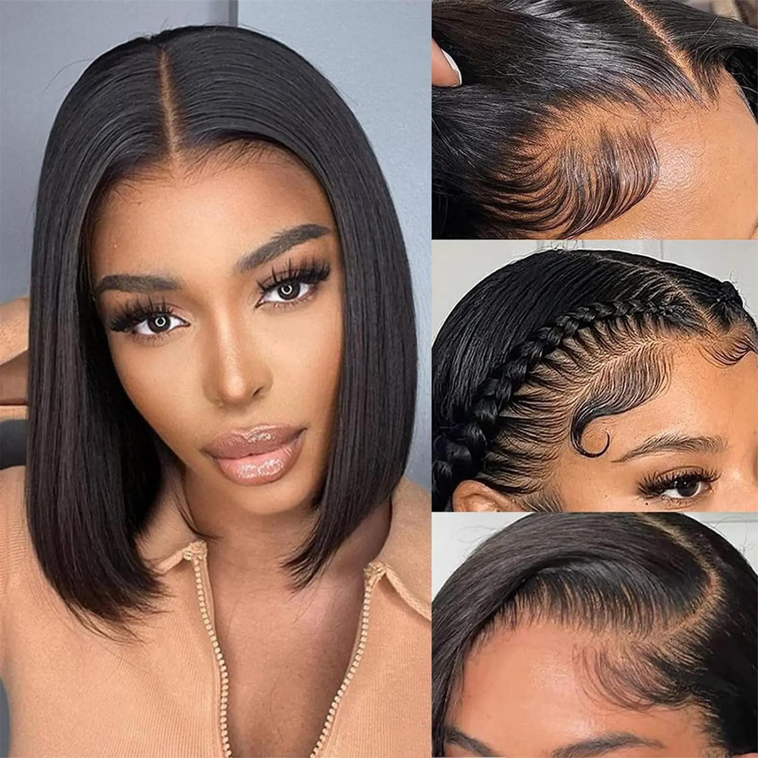 Wear and Go Glueless Bob Wig Human Hair Pre Plucked Pre Cut 13x4 Lace Closure Bob Wigs For Black Women Human Hair Glueless Straight Bob Lace Front Wigs For Beginner Short Wig Human Hair (10 Inch) summerwins