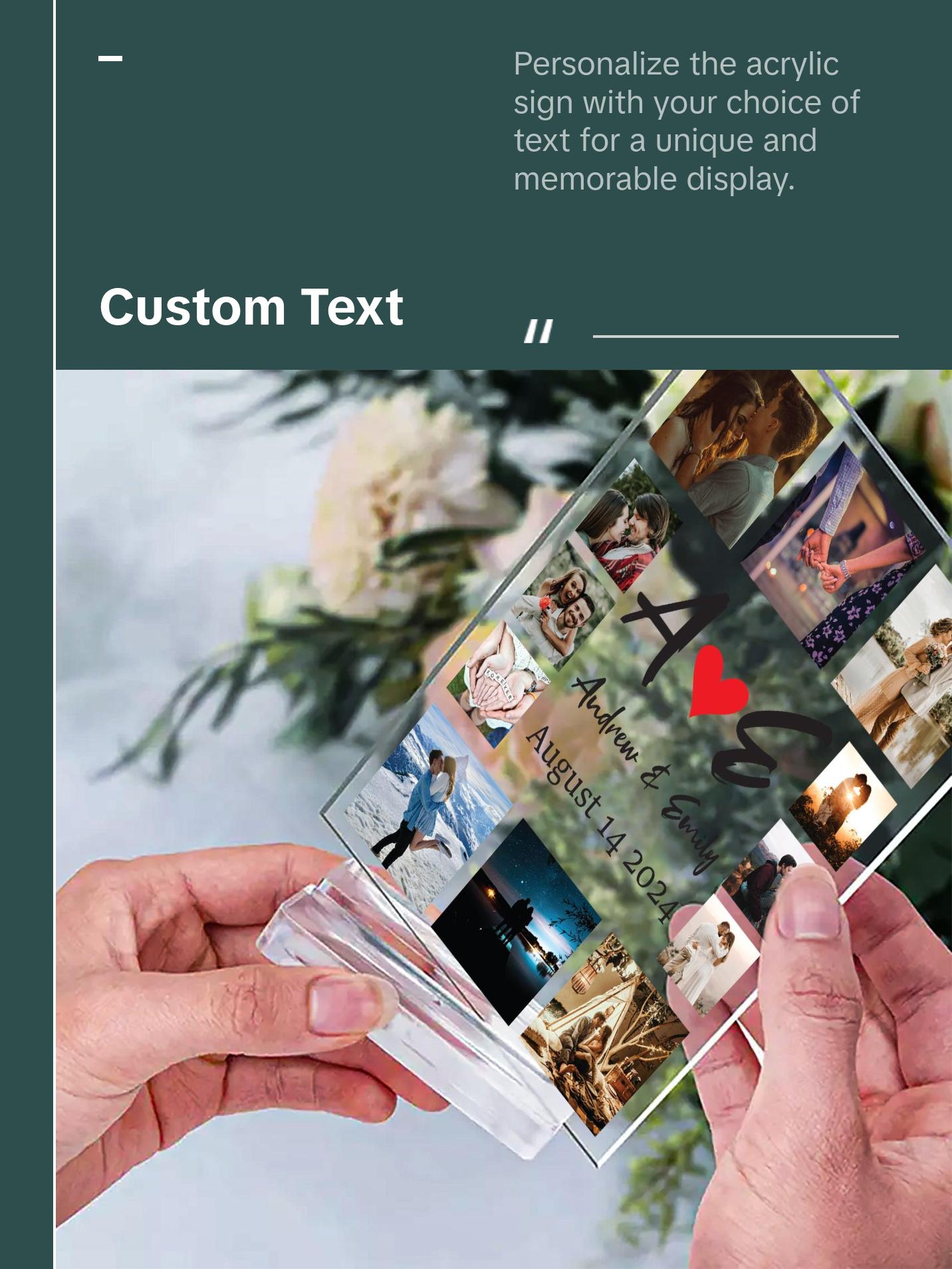 MIRACLE PRINTS Personalized Acrylic Plaque for Couples- A Timeless Anniversary Keepsake Custom Acrylic Sign - Small Acrylic Business Signs - Custom Text Sign - TableTop Acrylic Signs - Acrylic plaque Decor Mount