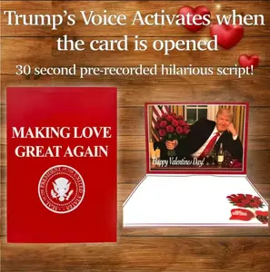 Trump's Voice Valentine’s Card – Funny Red Roses & Wine Gift For Friends