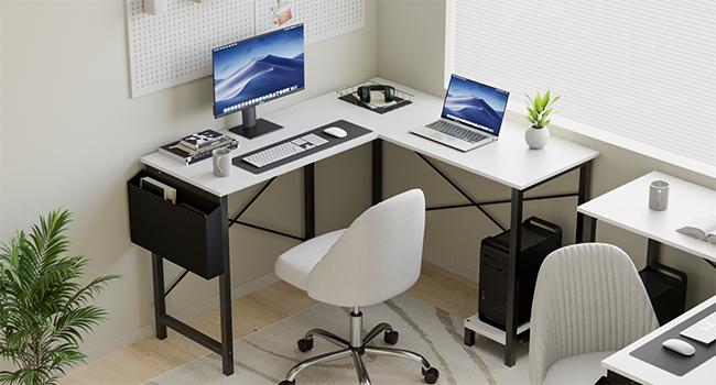 L Shaped Desk - Computer Desk Corner Desks Gaming  PC Table with CPU Stand Side Bag for Home Office Dorm Sturdy Writing Workstation