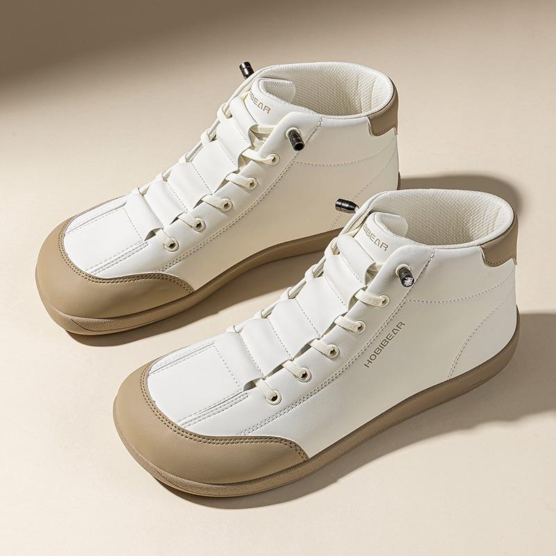 HOBIBEAR Winter High-Top Genuine Leather Barefoot Shoes for Men and Women, Wide Toe Design, Closed Toe Boots,  Slip-on Shoes