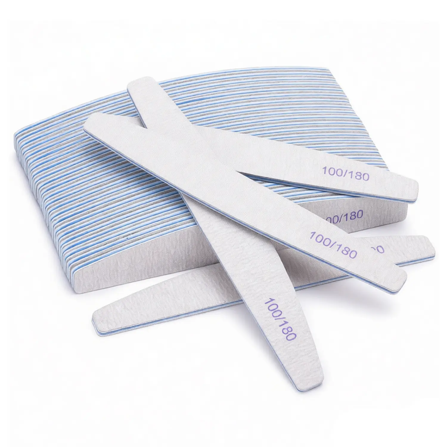 100/180 Grit (80/80 Grit Optional) Nail Files - Double-Sided Emery Boards for Acrylic, Gel & Natural Nails, Strong Finger Nail Filler, Coarse Nail File for Home and Salon Use