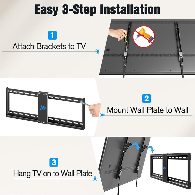 TV Mount for Most 37-75 Inch TV, Universal Tilt TV Wall Mount Fit 16", 18", 24" Stud with Loading Capacity 132lbs, Max Vesa 600 x 400mm