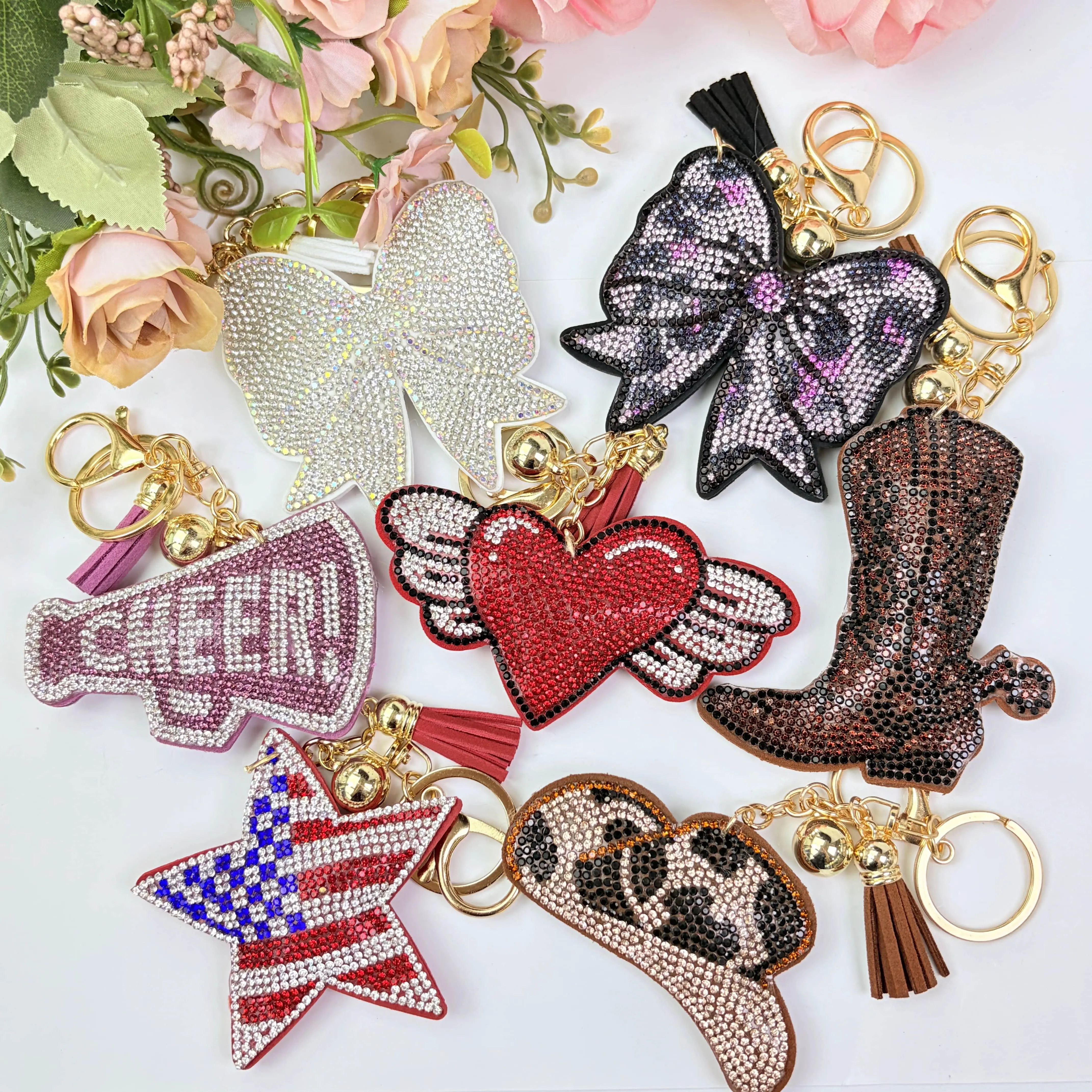 Sparkling Rhinestone Keychains,Bling Bag Charms for Women & Girls,Beautiful Mother's Day Gift ,Summervibes