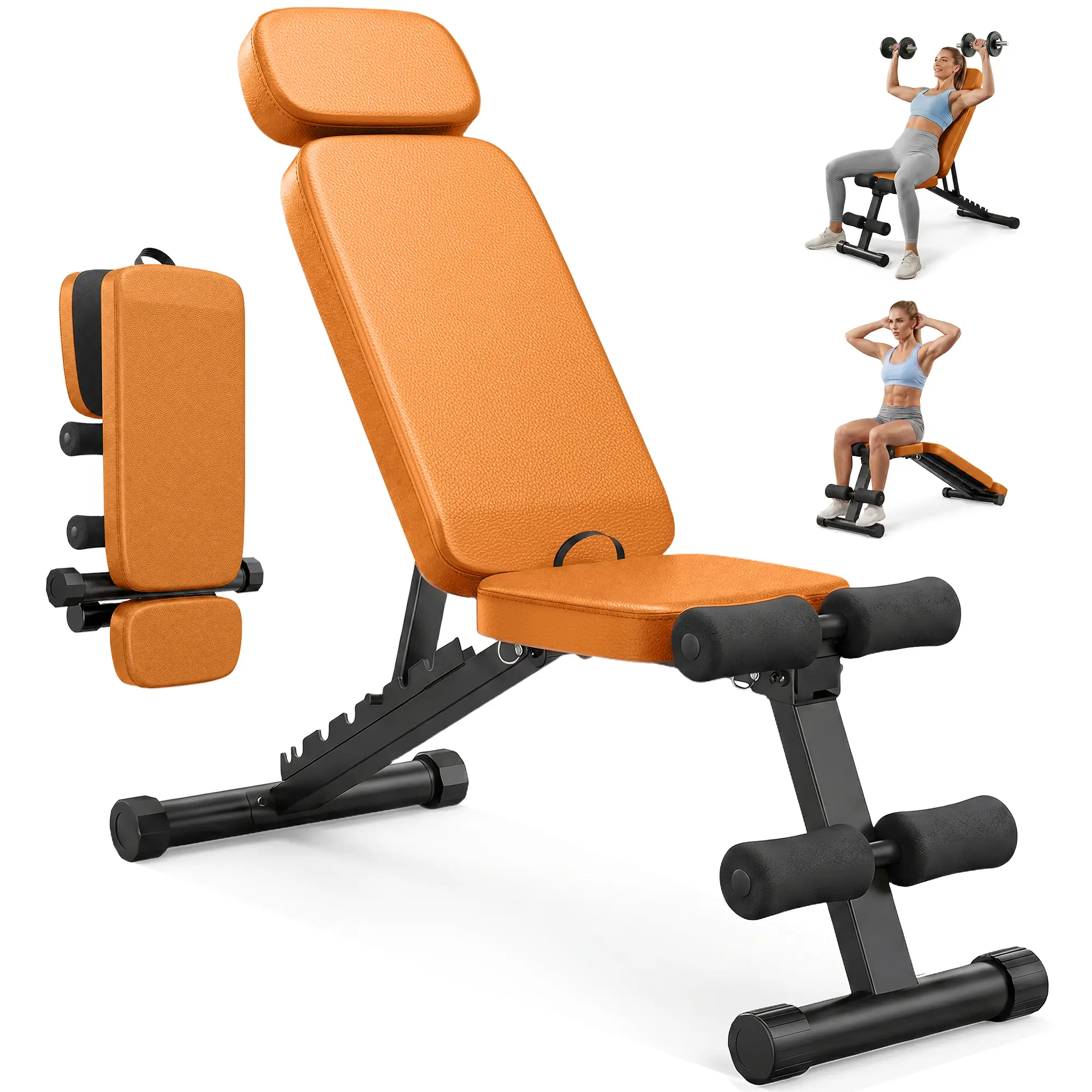 Adjustable Weight Bench for Home Gym, 800LBS Capacity Workout Bench with 10 Backrests for Full-body Workout, Foldable Strength Bench for Small Space Apartment Room