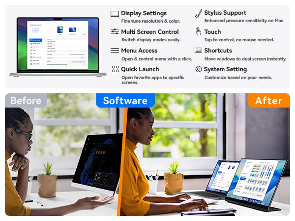 EHOMEWEI Q3 Touchscreen extra Portable Monitor with Stylus Pen, 2.5K 60Hz 16'' 2560 * 1600, 400 Nit HDR, FreeSync, Eye Care, Laptop/PC/MAC/Phone/Switch2/XBox/PS5