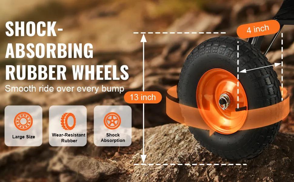 VEVOR Poly Garden Dump Cart with Easy to Assemble Steel Frame, TikTokShopBlackFriday, 2-in-1 Convertible Handle, 13 Inch Tires, Max Capacity 1500 lbs, Utility Wheelbarrow Productivity Yard