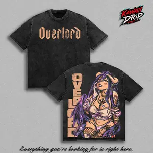 Albedo Overlord Shirt - Anime Graphic Tee Vintage Washed T-Shirt Manga Streetwear Tee Oversized Heavy Cotton Unisex Apparel Gift for Overlord Fans and Anime Lovers
