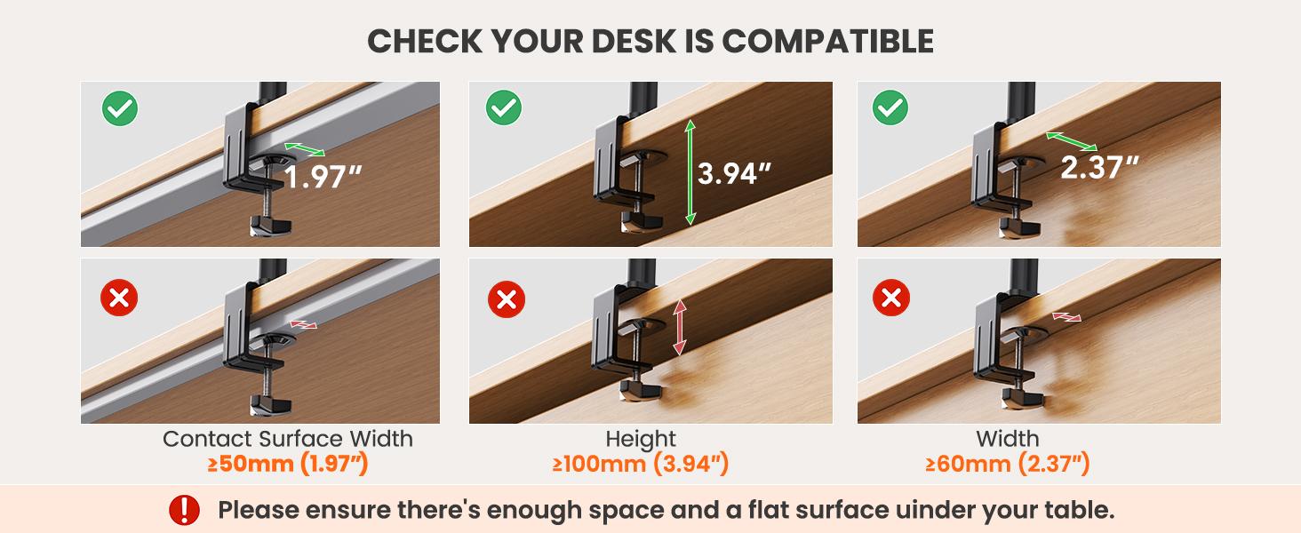 HUANUO Supports 13-32″ screens, up to 19.8 lbs per arm. Features built-in C-clamp, enhanced stability, and upgraded cable management. VESA 75x75mm/100x100mm compatible. Black finish. HUANUO Supports 13-32″ screens, up to 19.8 lbs per arm. Features built-in C-clamp, enhanced stability, and upgraded cable management. VESA 75x75mm/100x100mm compatible. Black finish.