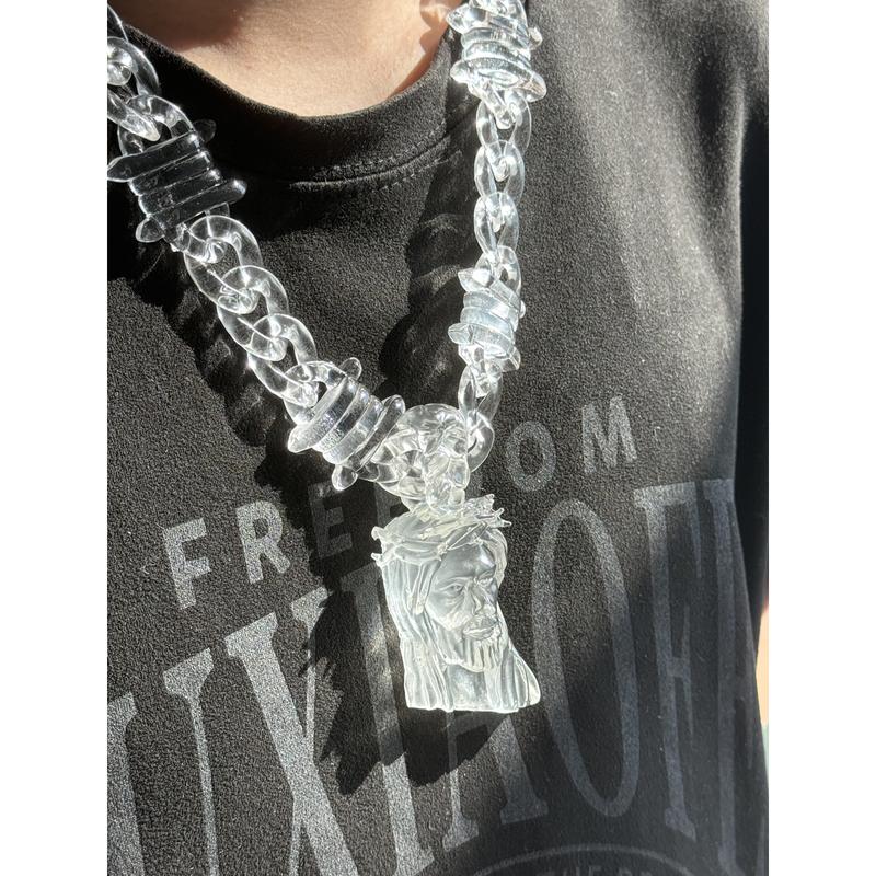 Jesus Pendant Necklace -  Faith Fashion, Trendy Accessories, Personalized Gift, Men's Jewelry, Acrylic Jewelry ,Chunky Transparent Acrylic Jesus Pendant Necklace for Men, Christian Gift, Hip-Hop Style, -Christmas gifts-TikTokShopBlackFriday