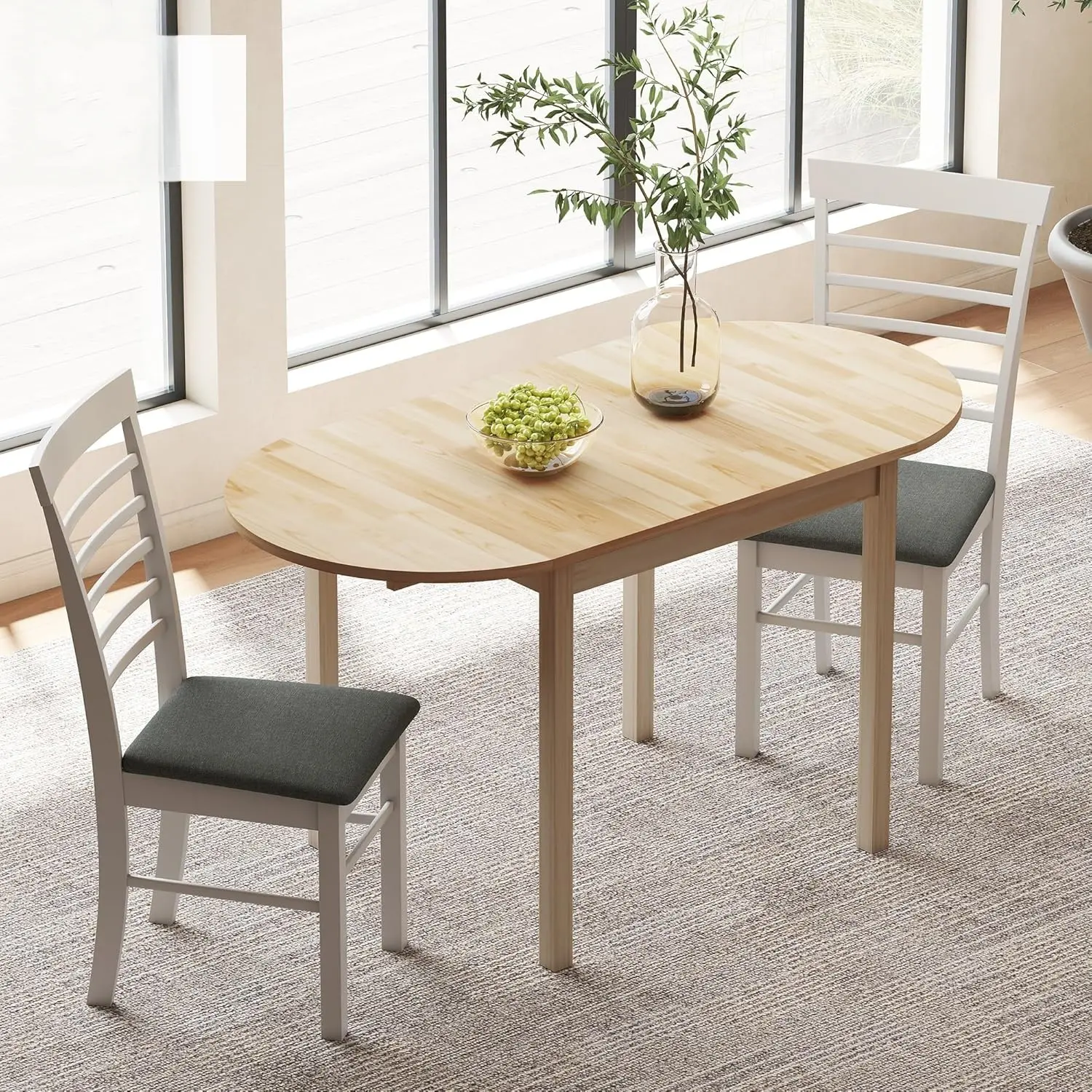 Solid Wood Folding Dining Table Drop Leaf Kitchen Dining Room Desk for ...