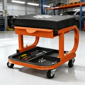 Sekam All-in-One Mechanic's Stool - Comfortable Rolling Workshop Seat with Dual Storage (Tray + Platform) & Brake Wheels | 250LB Max Weight