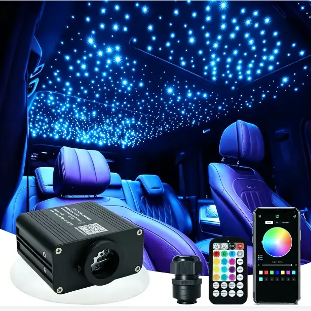 1000pcs 0. 5Mm X 78.74inch Fiber Optic Car Home Headliner Star Light Kit - Roof Twinkle Ceiling Lights - Color-Changing, App Key Remote Control,  Rgb Light Change, Fade, Jump, Spark And Adjust Brightness, Mode Speed Adjustment