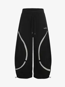 Retro Contrast Panel Drawstring Sweatpants