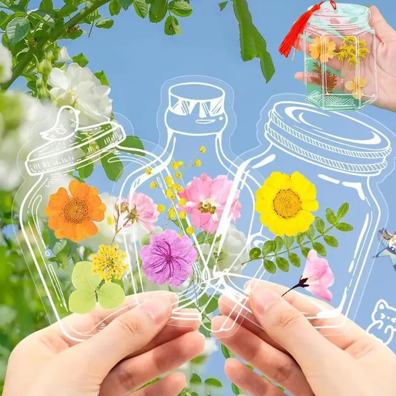 Transparent Spring DIY Bookmarks with Tassels & Page Clips, 40/20 Pack Office Stationery Book Accessories for Dried Flower Crafts & Scrapbook Materials, Gift-Packaged for Children, DIY Enthusiasts & Bonding with Children