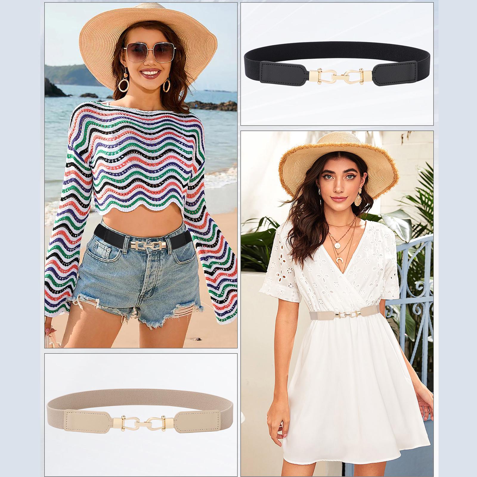 2/3Piece Suit Women's Belt Pack Skinny Stretch Belt Elastic Leather Waist Belt with Light Gold Buckle Ladies Thin Belt for Dress Jeans(70/80/90cm) 2/3Piece Suit Women's Belt Pack Skinny Stretch Belt Elastic Leather Waist Belt with Light Gold Buckle Ladies Thin Belt for Dress Jeans(70/80/90cm)