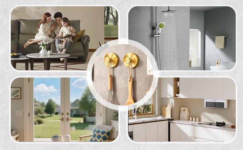 2 Packs Vacuum Suction Cup Hooks christmas gif  Gadgets Kitchen home essentials Drill Free Stainless Steel Suction Hooks bathroom accessories Waterproof Reuseable for Shower Bathroom Towel Hooks Shower Hooks Holders Shower Hooks Hanging Towels Loofah Robe