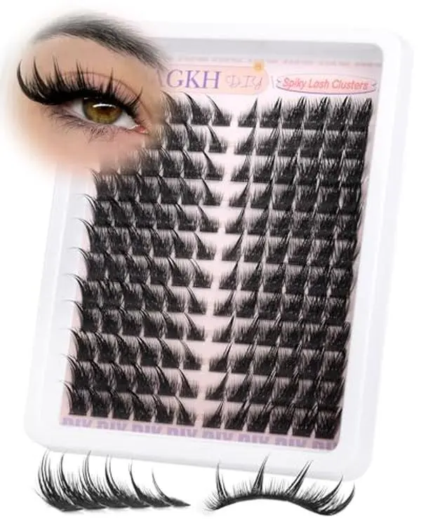 YDAGKH Lash Clusters Fox Eye Spikes Eyelash Extension Wispy Manga Cluster Eyelashes Fairy Spiky Cluster Eyelash Extensions 144Pcs Cat Eye Individuals Lashes Long DIY Volume Anime Lash Extension