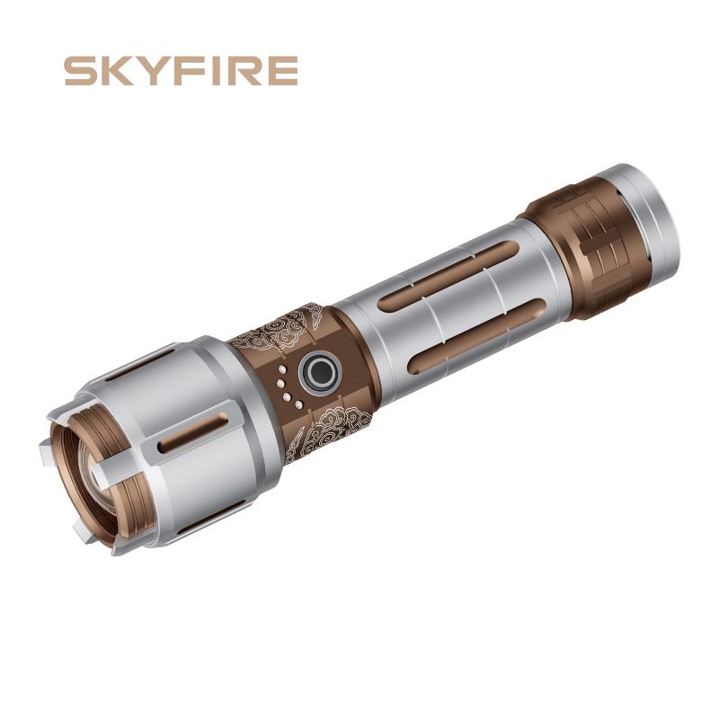 SKYFIRE 2503 LED Rechargeable Flashlight, High Lumen with Ambient Lamp, Super Bright Flashlight, Waterproof Design, Ideal for Camping Essentials, Outdoor & Home Use
