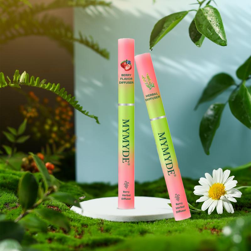 MYMYDE Dual Herbal Diffuser Set - Thyme & Mint Extracts for Lung Detoxification & Oral Air Freshening - Berry Flavor Diffuser - 1800 Puffs - GMO Free