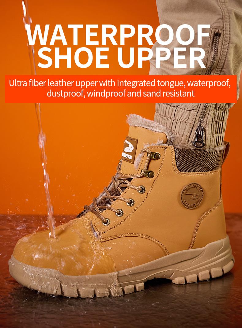 Rotating Buckle Shoelace Work Shoes Waterproof Wear-Resistant Warmth Insulated Anti-Puncture Anti-Smash Steel Toe Safety Shoes