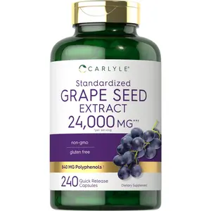 Carlyle Grape Seed Extract 24,000 mg Equivalent 240 Capsules | Maximum Strength Standardized Extract | Non-GMO, Gluten Free Carlyle Grape Seed Extract 24,000 mg Equivalent 240 Capsules | Maximum Strength Standardized Extract | Non-GMO, Gluten Free