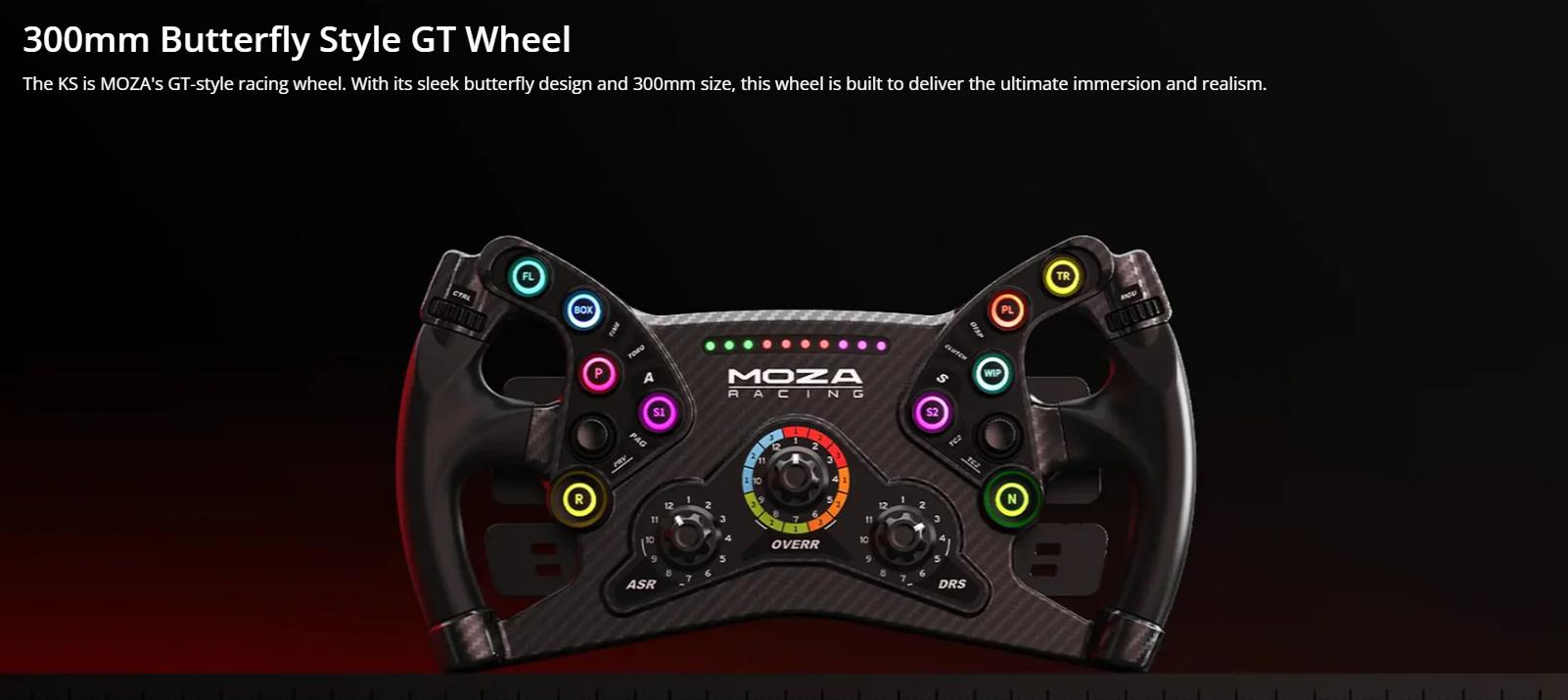 MOZA KS Steering Wheel 300mm Carbon Fiber Reinforced Composites TPE Rubber Grips RGB Buttons Hall Sensor Magnetic Paddles
