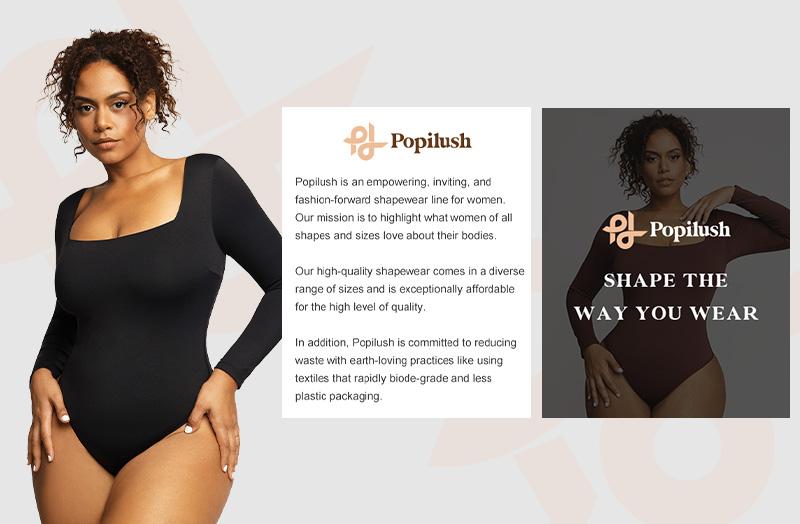 Popilush The Shapewear Bodysuit Long Sleeve Square Neck Shapewear Bodysuits Womenswear Tops Lady  Comfort